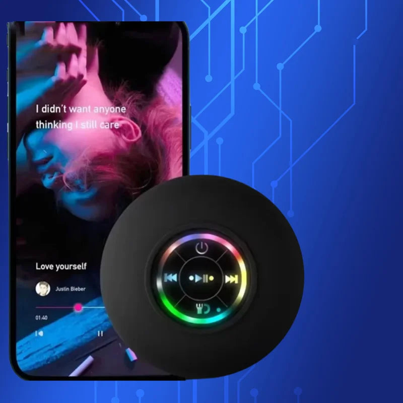 AquaBeat Mini: Waterproof LED Bluetooth Speaker with Powerful Sound & Suction Cup Mount